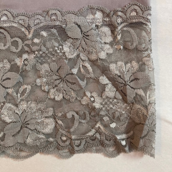 Studio Y Womens Floral Lace Trim Cami Gray Preppy Sweetheart Neckline (Size XL) - Picture 4 of 9